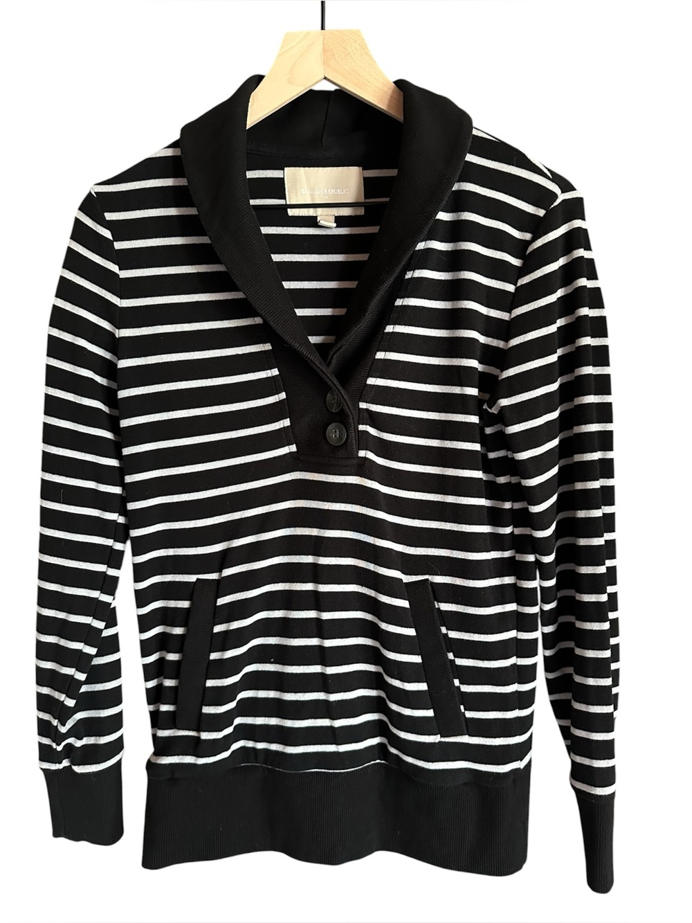 Banana Republic Striped Shawl Collar Top